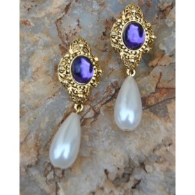 Gold Studded Pearl Drop Earrings